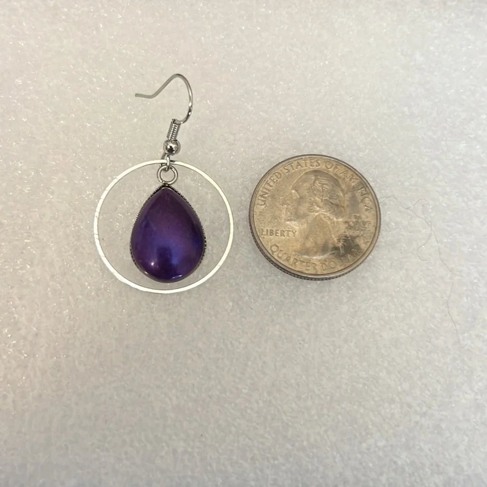 24023 Purple and Navy teardrop earrings